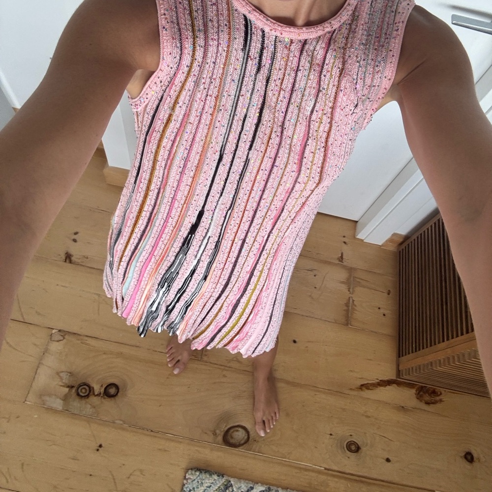 Pink and Multicolor Sleeveless dress